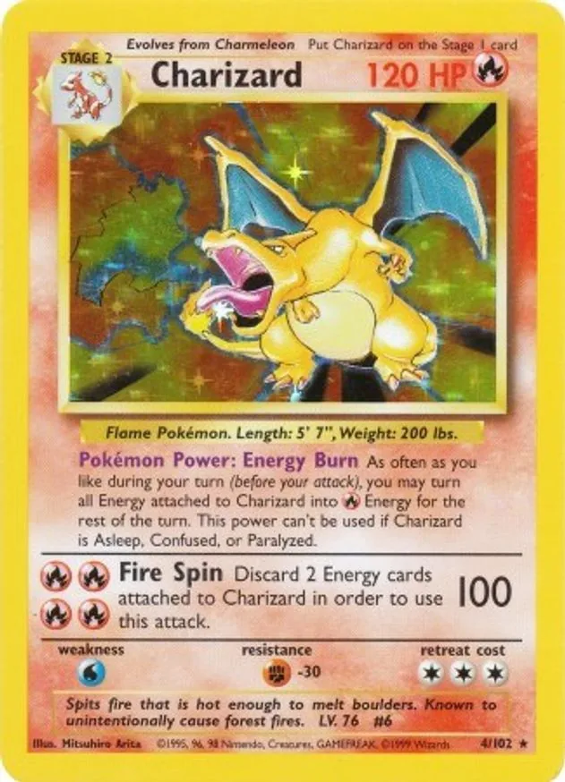 Charizard — Base Set holographic Pokémon card